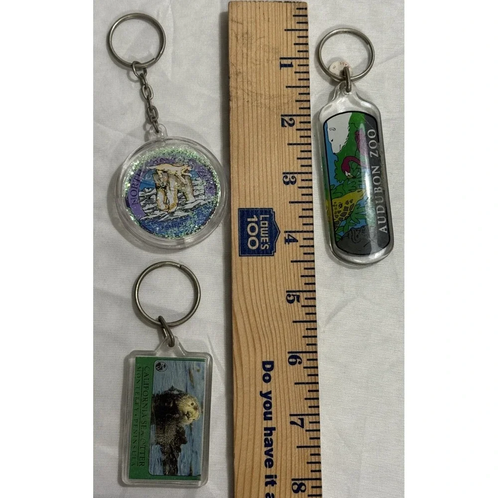 Lot of 3 Keychain North‎ Carolina Animals Polar Bear,Otter,Audubon Zoo Keychain
